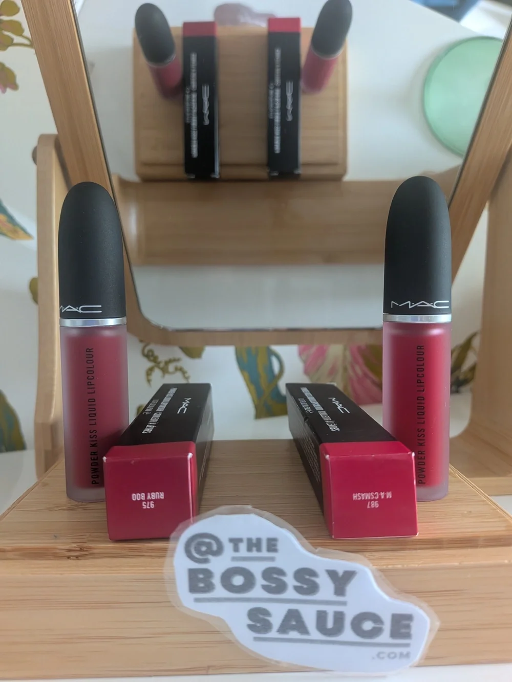 🌸 MAC Powder Kiss Liquid Lipcolour in Either 975 Ruby Boo / 987 M-A-Csmash NWT